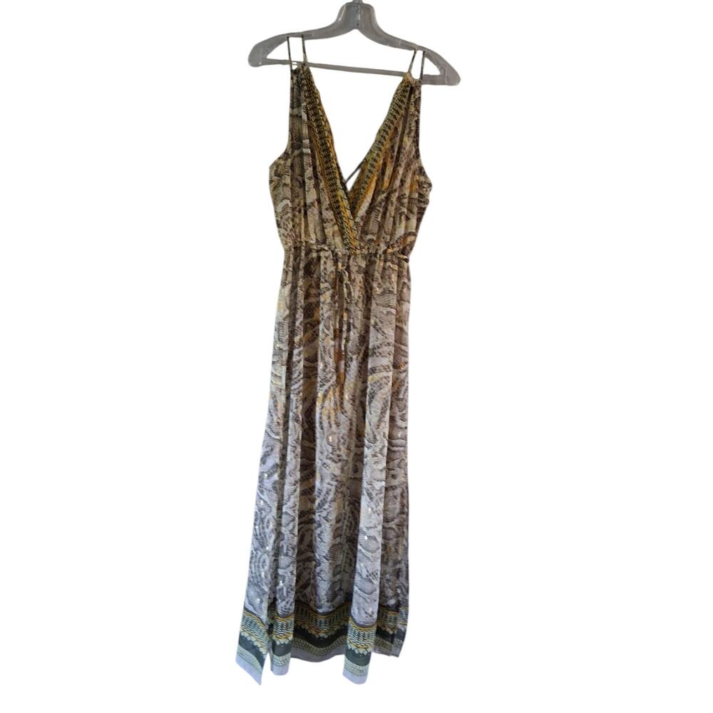 blue island Olive & Yellow Printed Boho Dress - Picture 3 of 9
